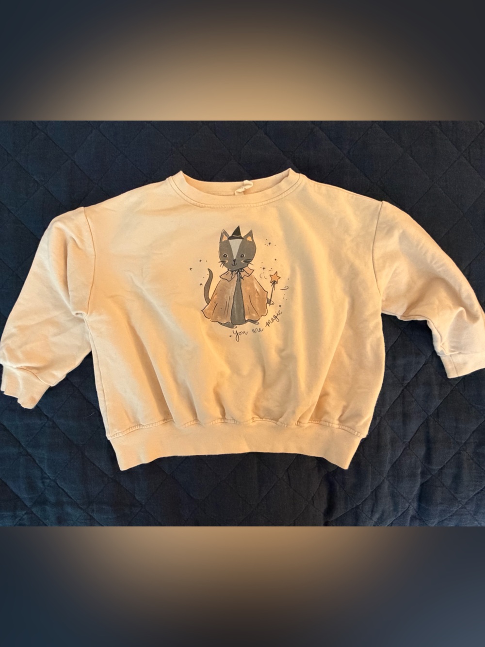 Quincy Mae Peach Cat Pullover Sweatshirt